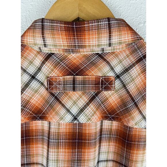 Duluth Trading Large Orange Plaid Long Sleeve Button Down Shirt - Picture 9 of 9